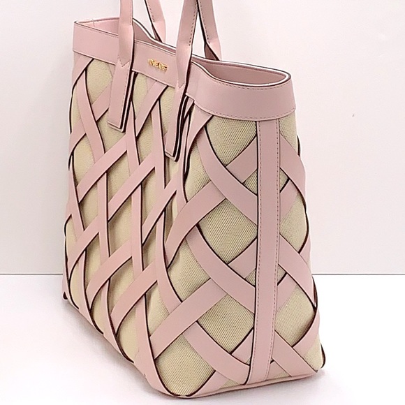 MICHAEL KORS SIENNA Large Tote Shoulder BAG In POWDER BLUSH Leather Canvas - Picture 5 of 16